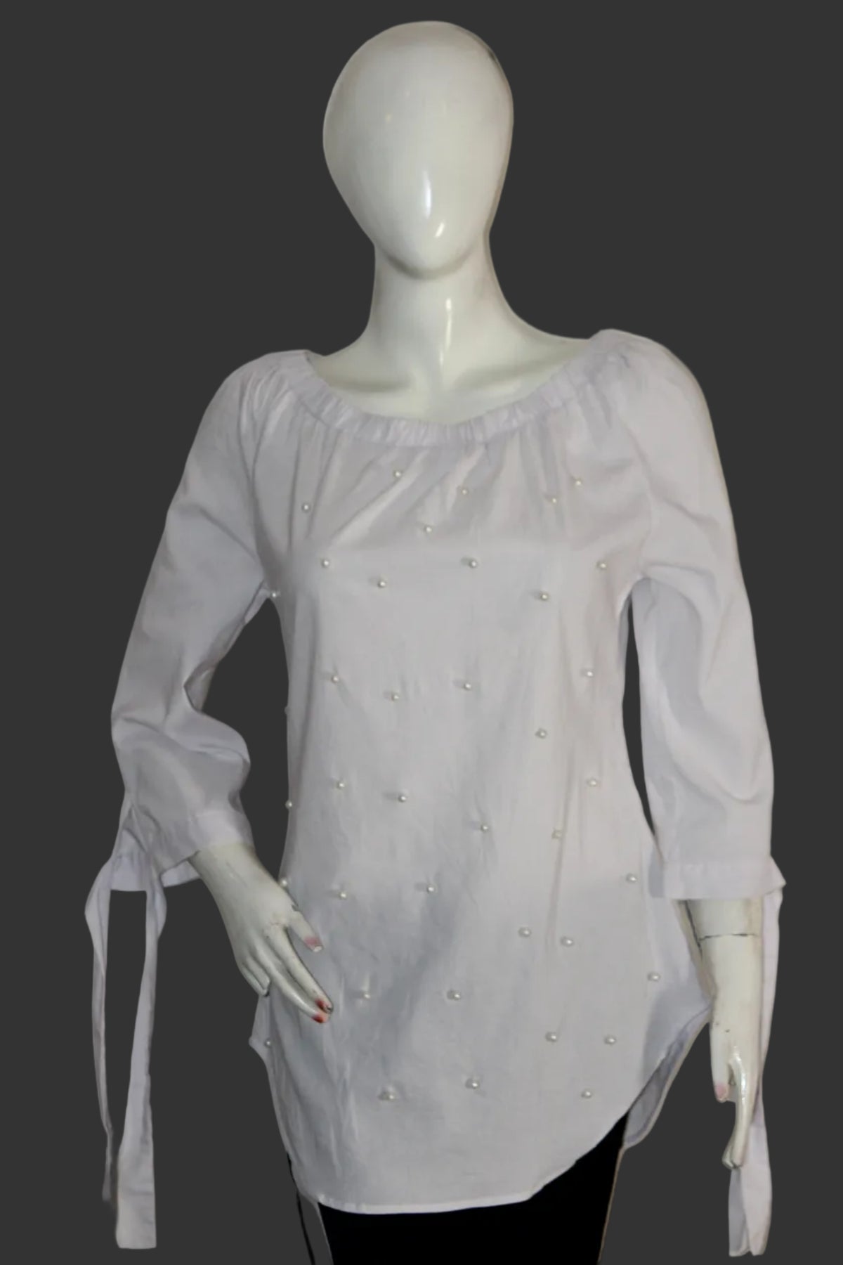 Refined Comfort: White Cotton Blouse-Medium