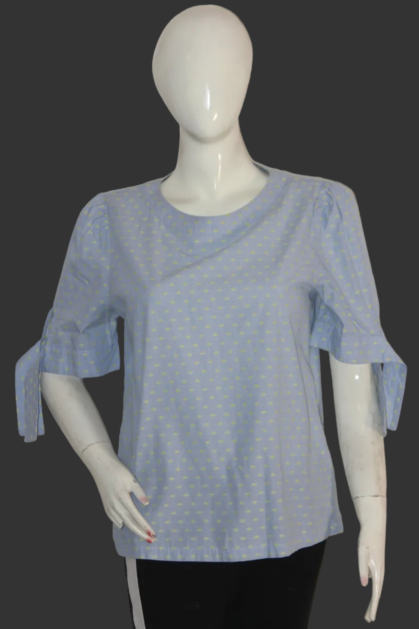 Light Blue Half Sleeve Crop with Yellow Dots – EDC (M)