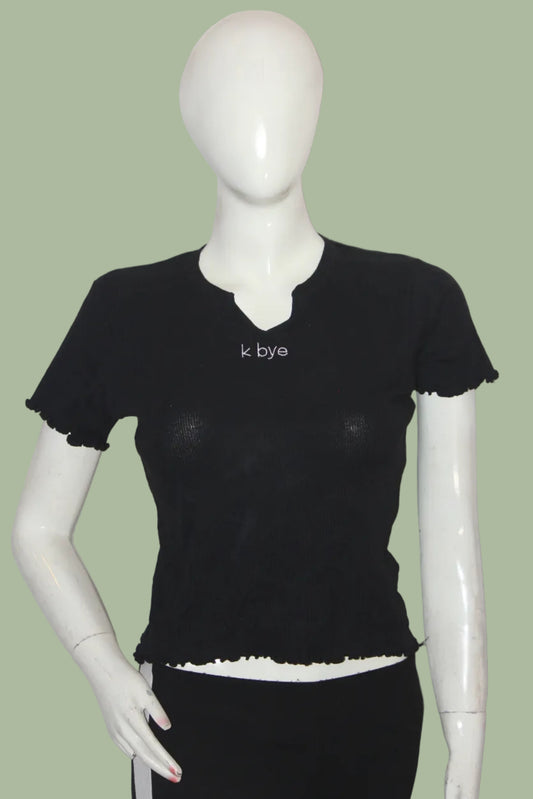 New Look Black Crop Top - Medium