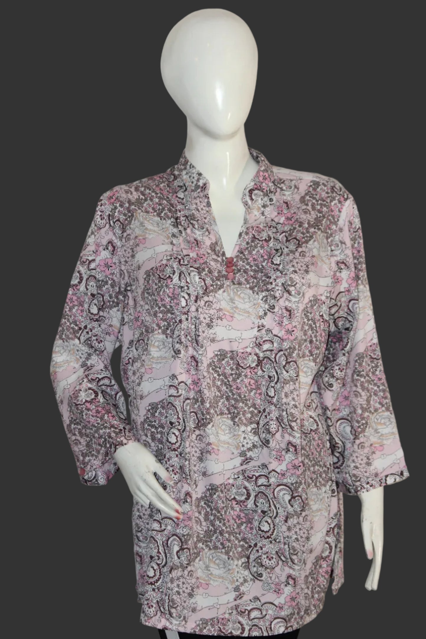 Mira Pink Brown Blouse - Medium