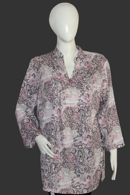 Mira Pink Brown Blouse - Medium