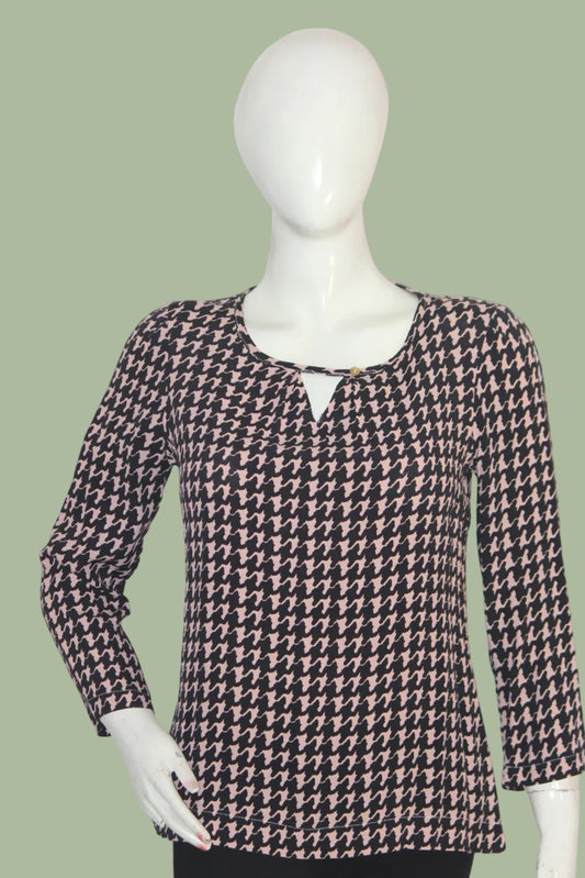 Pauline Black & Brown Full Sleeve Viscose Blouse – Subtle Elegance