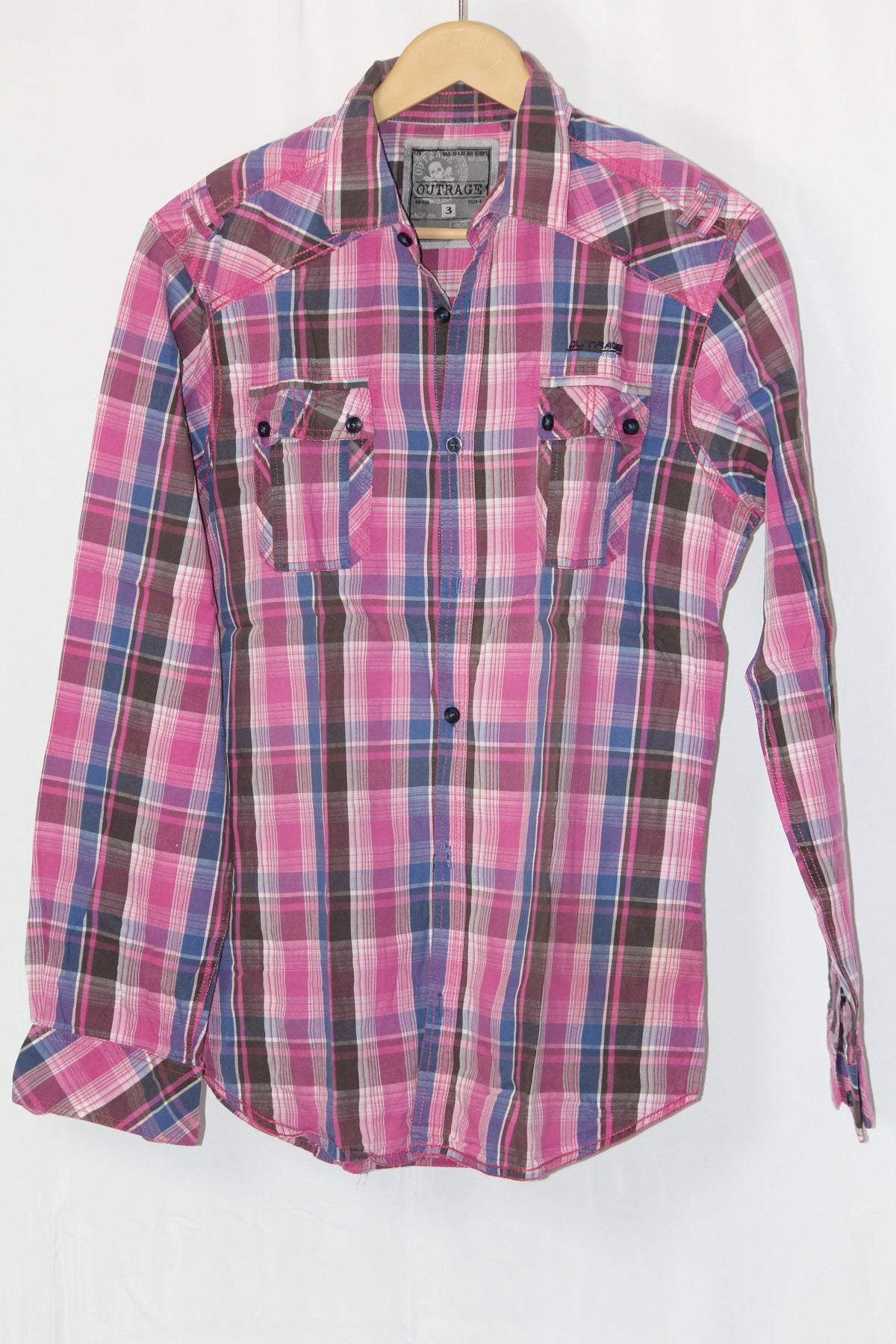 Pink & Purple Checkered Full Sleeve Shirt – Outrage (Medium)