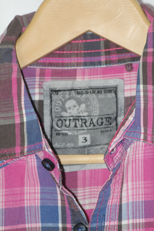 Pink & Purple Checkered Full Sleeve Shirt – Outrage (Medium)