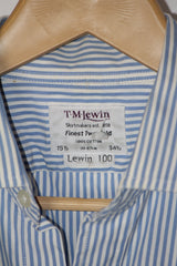 White & Blue Striped Full Sleeve Shirt – TM Lewin (Medium)
