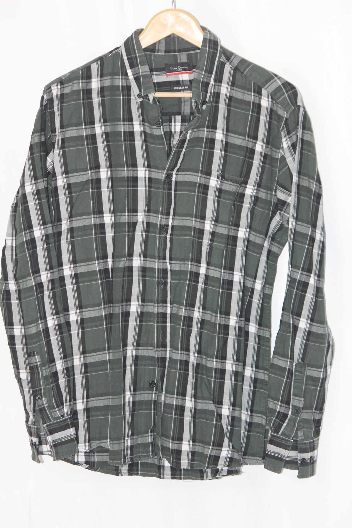 Green & White Checkered Full Sleeve Shirt – Pierre Cardin (Medium)