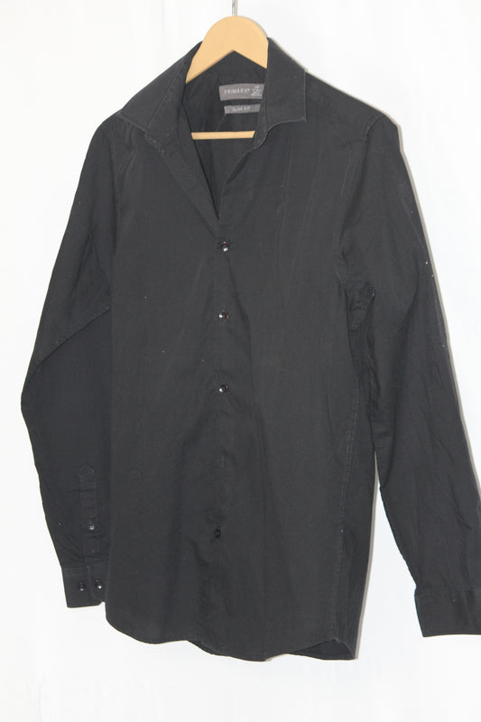 Black Full Sleeve Button-Down Shirt – Primark (Small/Medium)