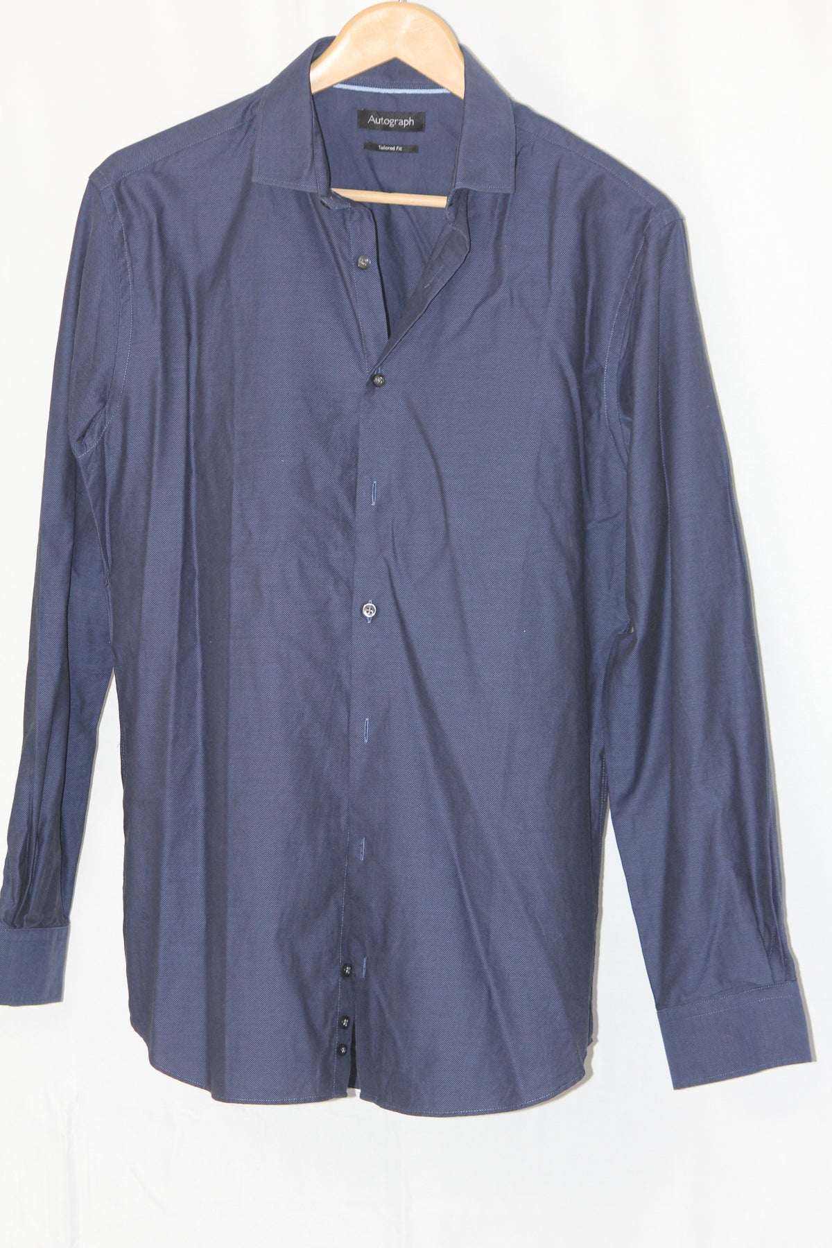 Navy Blue Full Sleeve Button-Down Shirt – Autograph (Medium)