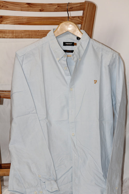 Light Blue Full Sleeve Button-Down Shirt – Farah (Large)