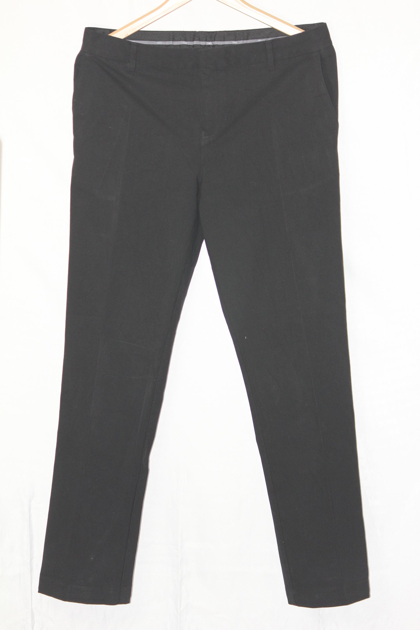 M&S Black Polyester-Blend Straight Pant (Medium)