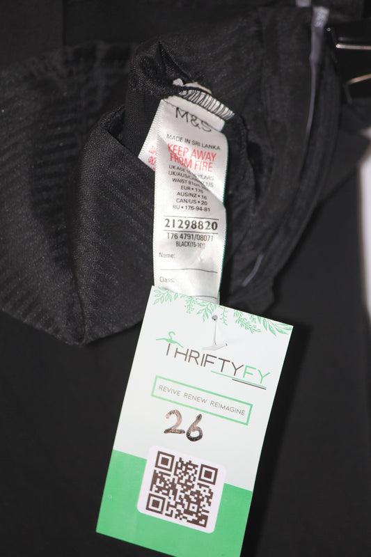 M&S Black Polyester-Blend Straight Pant (Medium)
