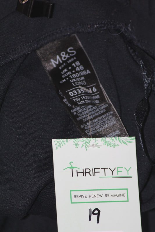 M&S Black Viscose-Blend Straight Pant (Large)