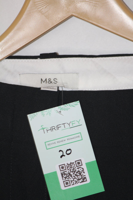 M&S Black Wool-Blend Straight Pant (Large)