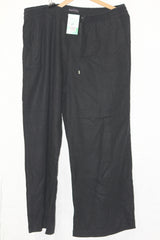 M&S Black Linen-Blend Straight Pant (XXL)