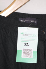 M&S Black Linen-Blend Straight Pant (XXL)