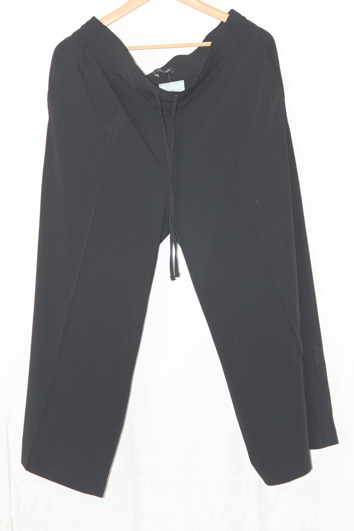 M&S Black Stretch Polyester Straight Pant (Medium)