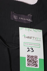 M&S Black Stretch Polyester Straight Pant (Medium)