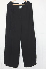 M&S Black Stretch Polyester Straight Pant (Medium)