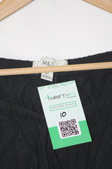 M&S Black Cotton Straight Pant (Medium)