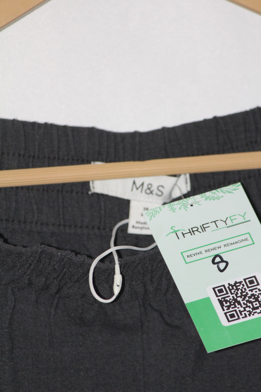 M&S Black Viscose-Blend Straight Pant (Medium)