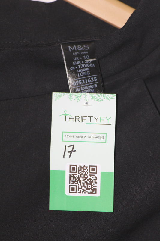 M&S Black Cotton-Polyester Straight Pant (Small)