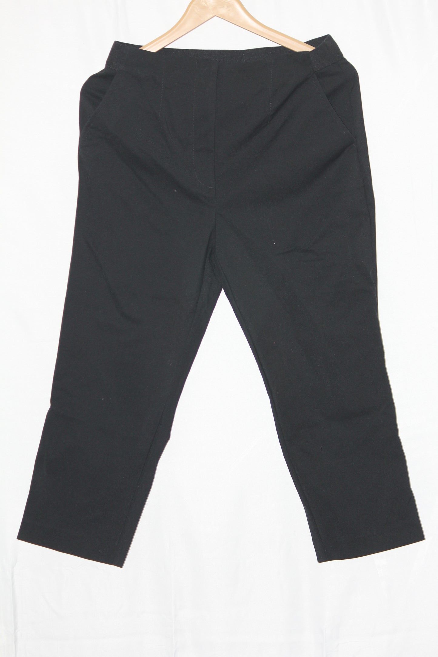 M&S Black Cotton-Blend Straight Pant (Small)