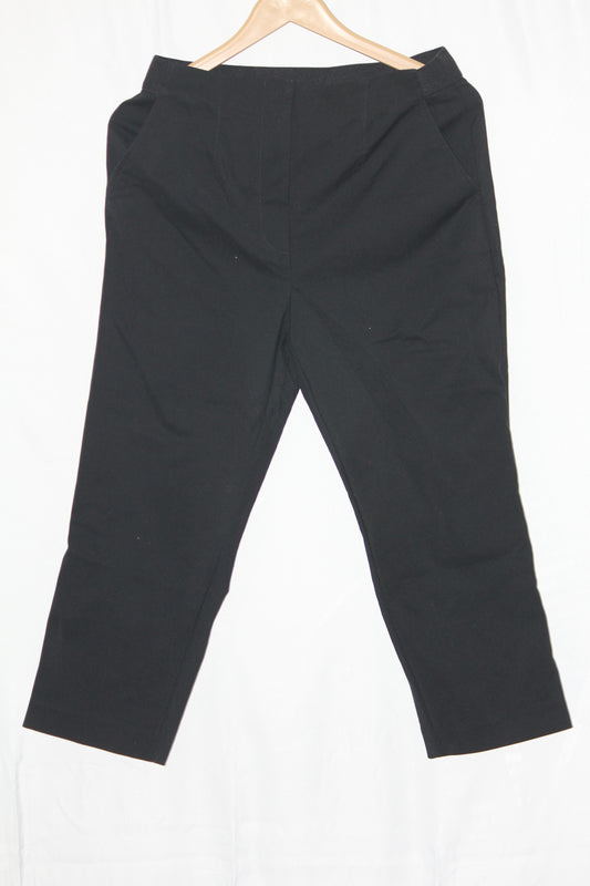 M&S Black Cotton-Blend Straight Pant (Small)