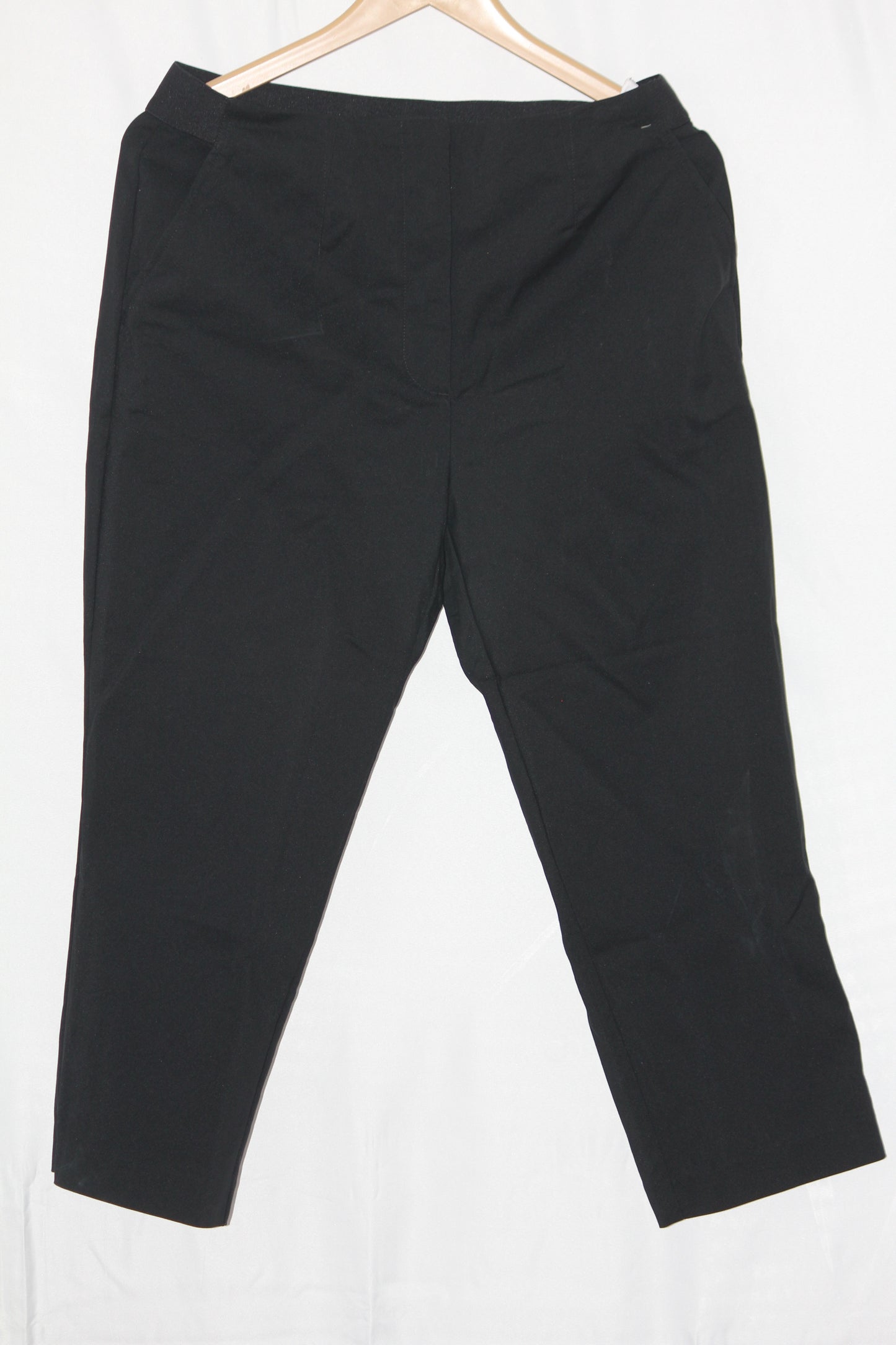 M&S Black Cotton-Blend Straight Pant (Medium)