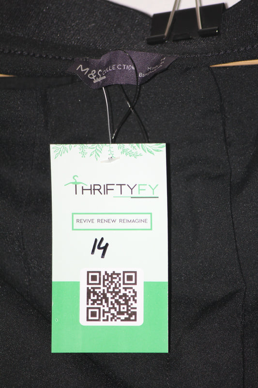 M&S Black Cotton-Blend Straight Pant (Medium)