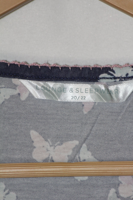 Bonmarche Navy Blue Butterfly Print Crop Top - Medium