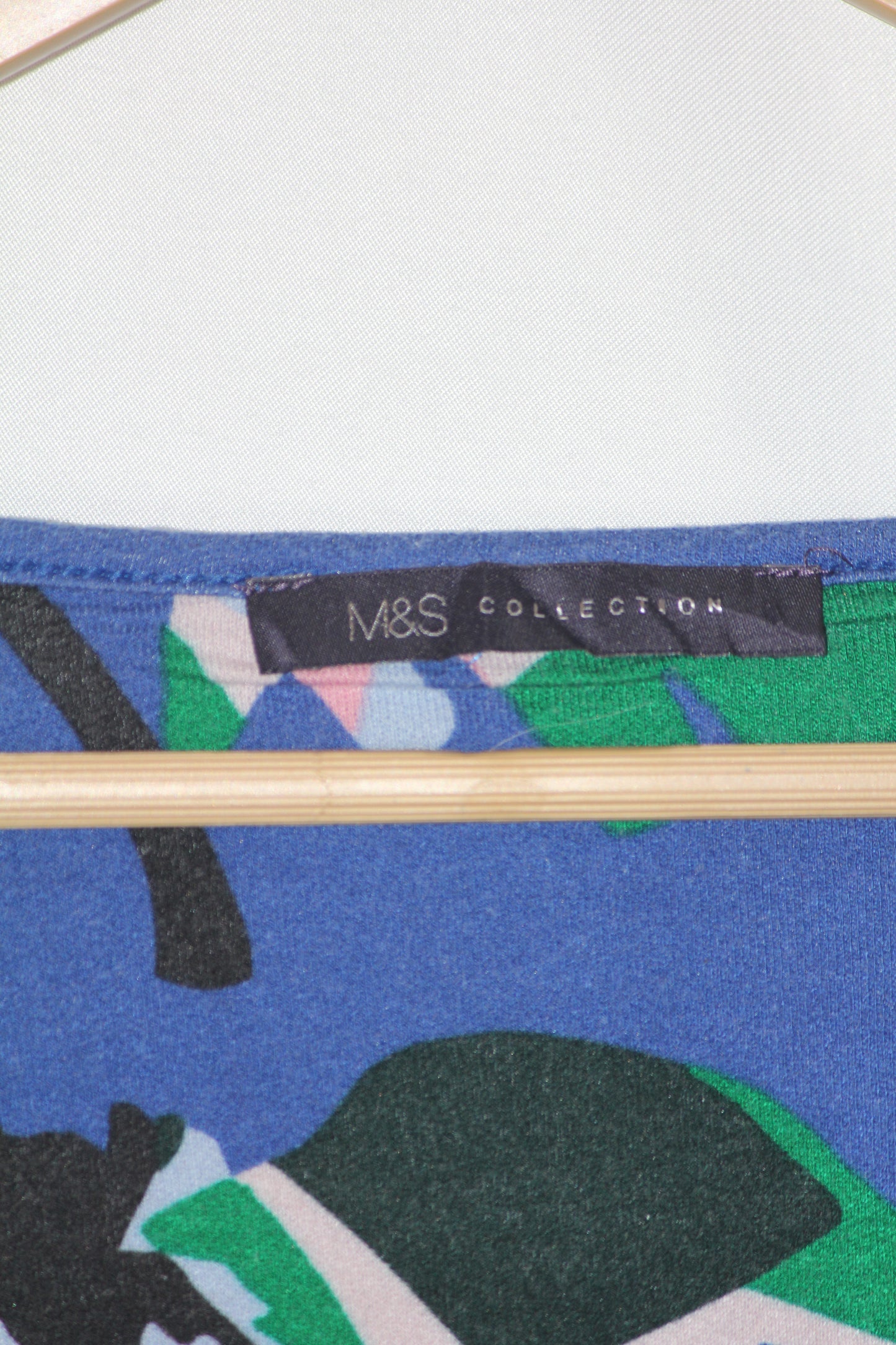 Mark & Spencer Blue Floral Half-Sleeve Crop Top - Medium