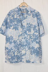 White with Blue Floral Print Half Sleeve Shirt – M&S (XXL)