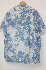 White with Blue Floral Print Half Sleeve Shirt – M&S (XXL)