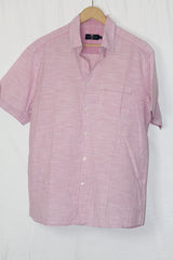 Pink Striped Half Sleeve Button-Down Shirt – Marks & Spencer (Medium)