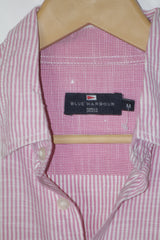 Pink Striped Half Sleeve Button-Down Shirt – Marks & Spencer (Medium)