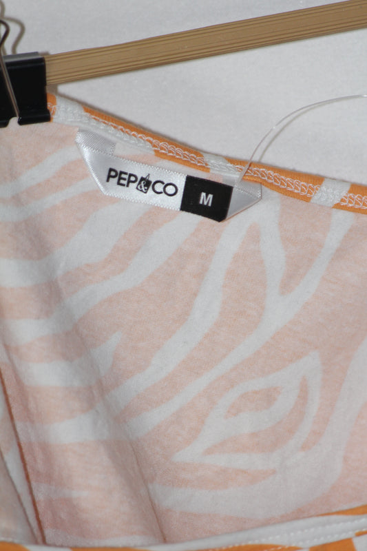 Pep & Co Orange & White Patterned Tank Top - Medium