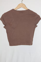 H&M Brown Half-Sleeve Crop Top - XS