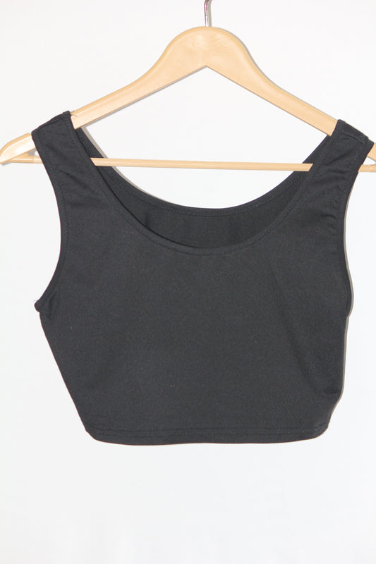 Thriftyfy Black Sleeveless Crop Top - Medium