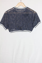 Zara Blue Netted Crop Top - Small