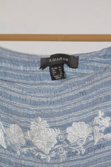 Primark Blue Embroidered Flower Crop Top - Large
