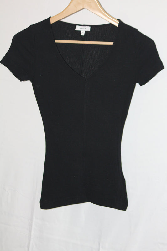 Reiss Black V-Neck Collar Crop Top - XS