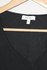 Reiss Black V-Neck Collar Crop Top - XS