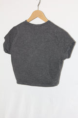 Pretty Little Thing Grey Half-Sleeve Crop Top - Medium