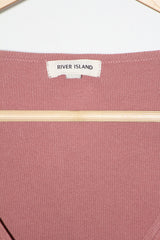 River Island Pink Half-Sleeve Crop Top - Small