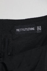 Pretty Little Thing Black Half-Sleeve Crop Top - Large