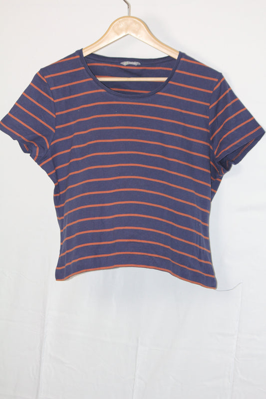 M&S Blue Half-Sleeve Crop Top - Medium