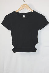 Piazza Italia Black Half-Sleeve Crop Top - Small