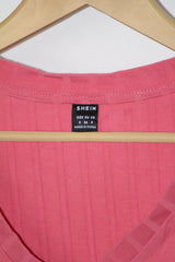 Shein Pink Half-Sleeve Crop Top - Small