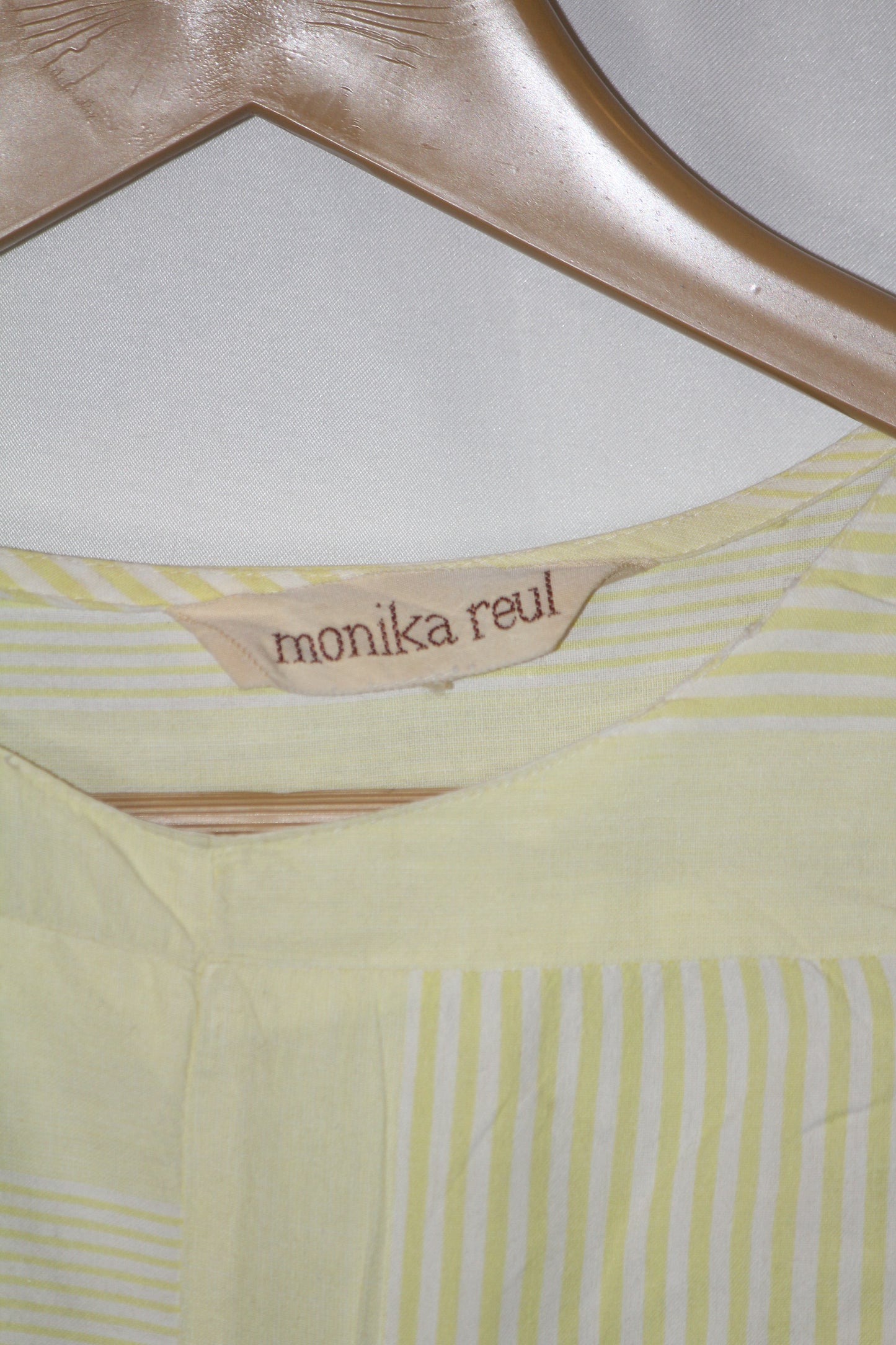Monika Reul Yellow & White Striped Dress (Small, Good Condition)