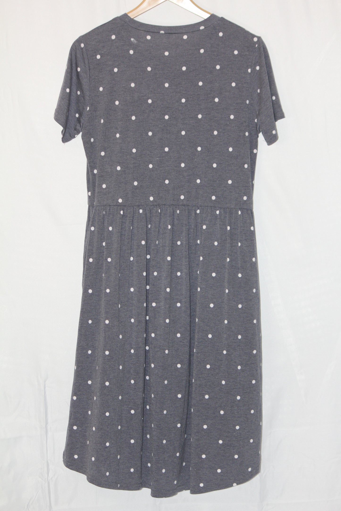 Thriftyfy Grey Polka Dot Dress (Medium, Good Condition)